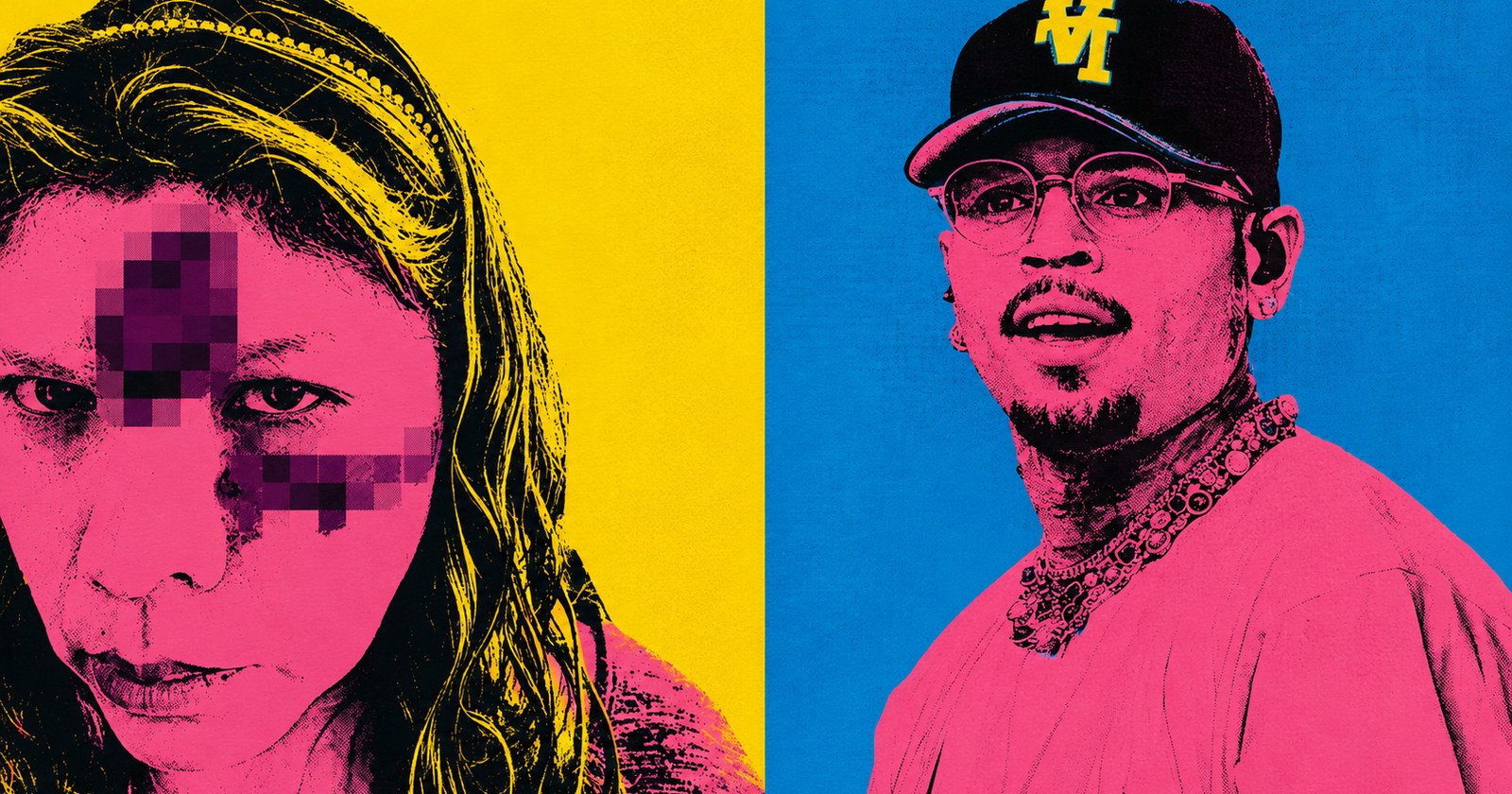Andy Warhol pop-art treatment of Avila v. Chris Brown dog-attack case