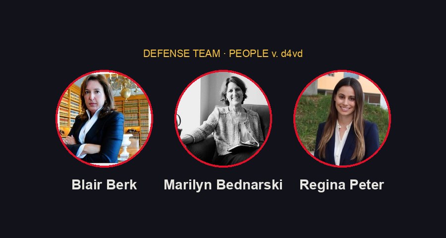 d4vd defense team: Blair Berk, Marilyn Bednarski, Regina Peter